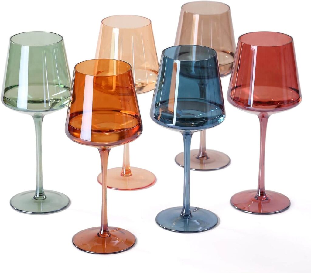 dining table colored wine glasses