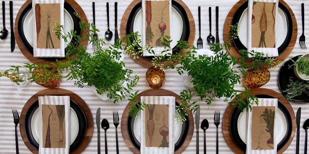 birthday table decorations striped cloth