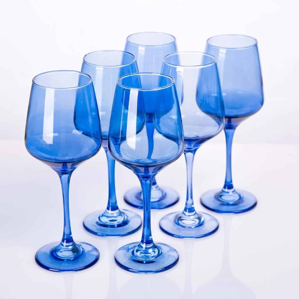 blue wine glasses
