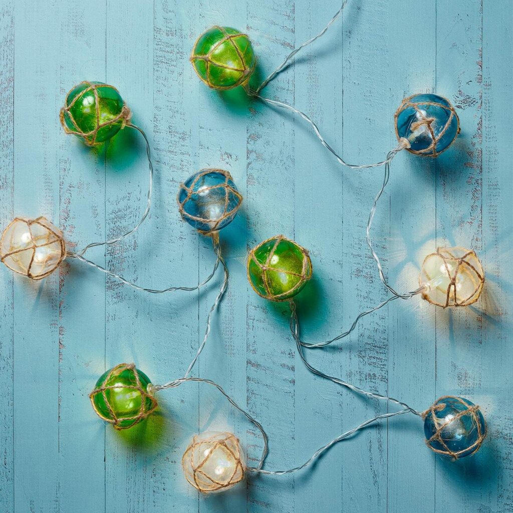 beach table decorations string lights
