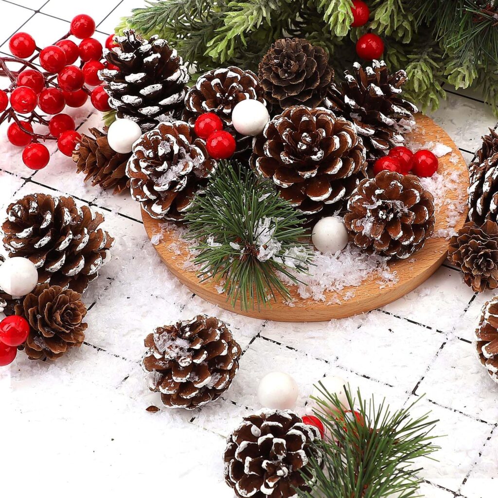christmas table fir cone decorations
