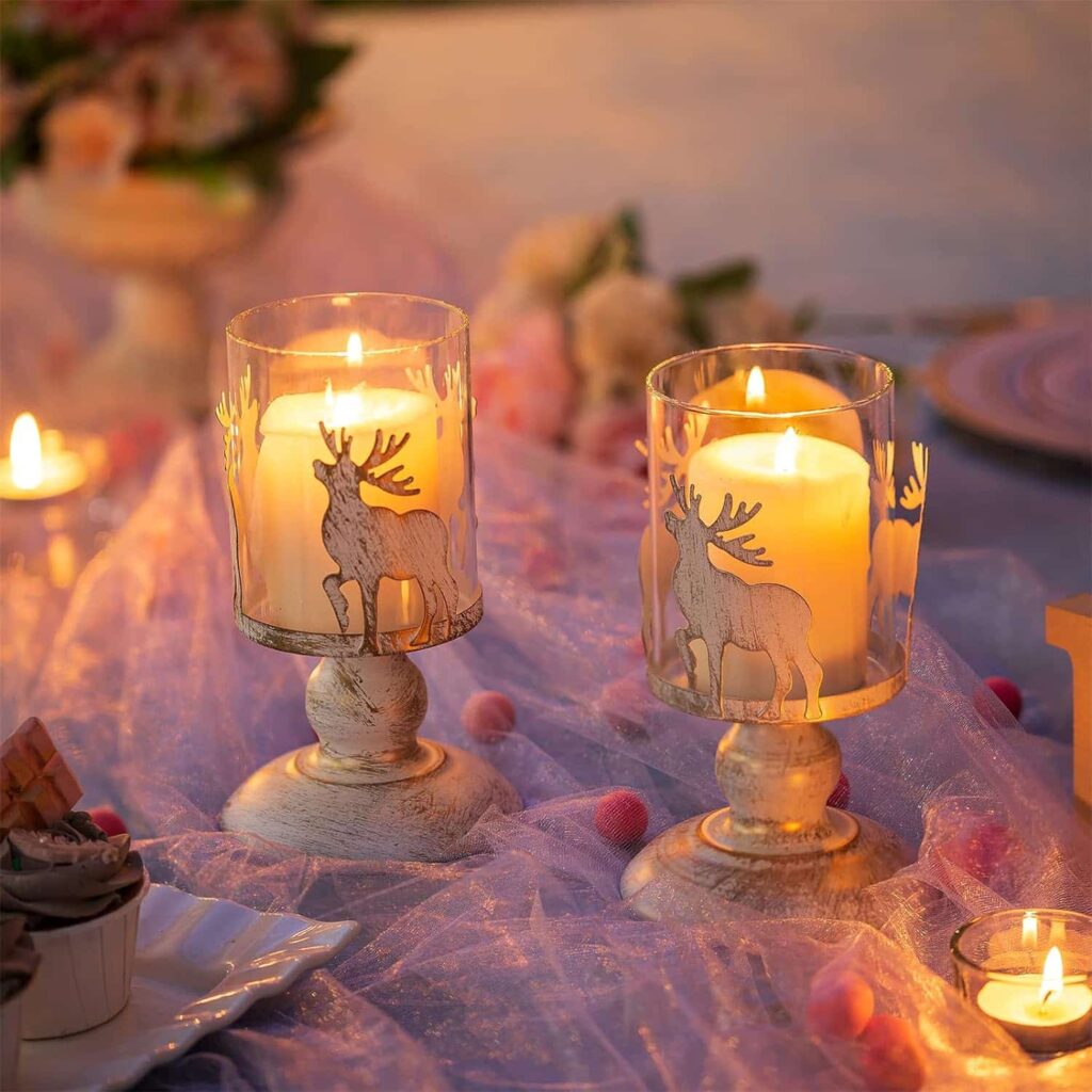 christmas table decor reindeer candle holders