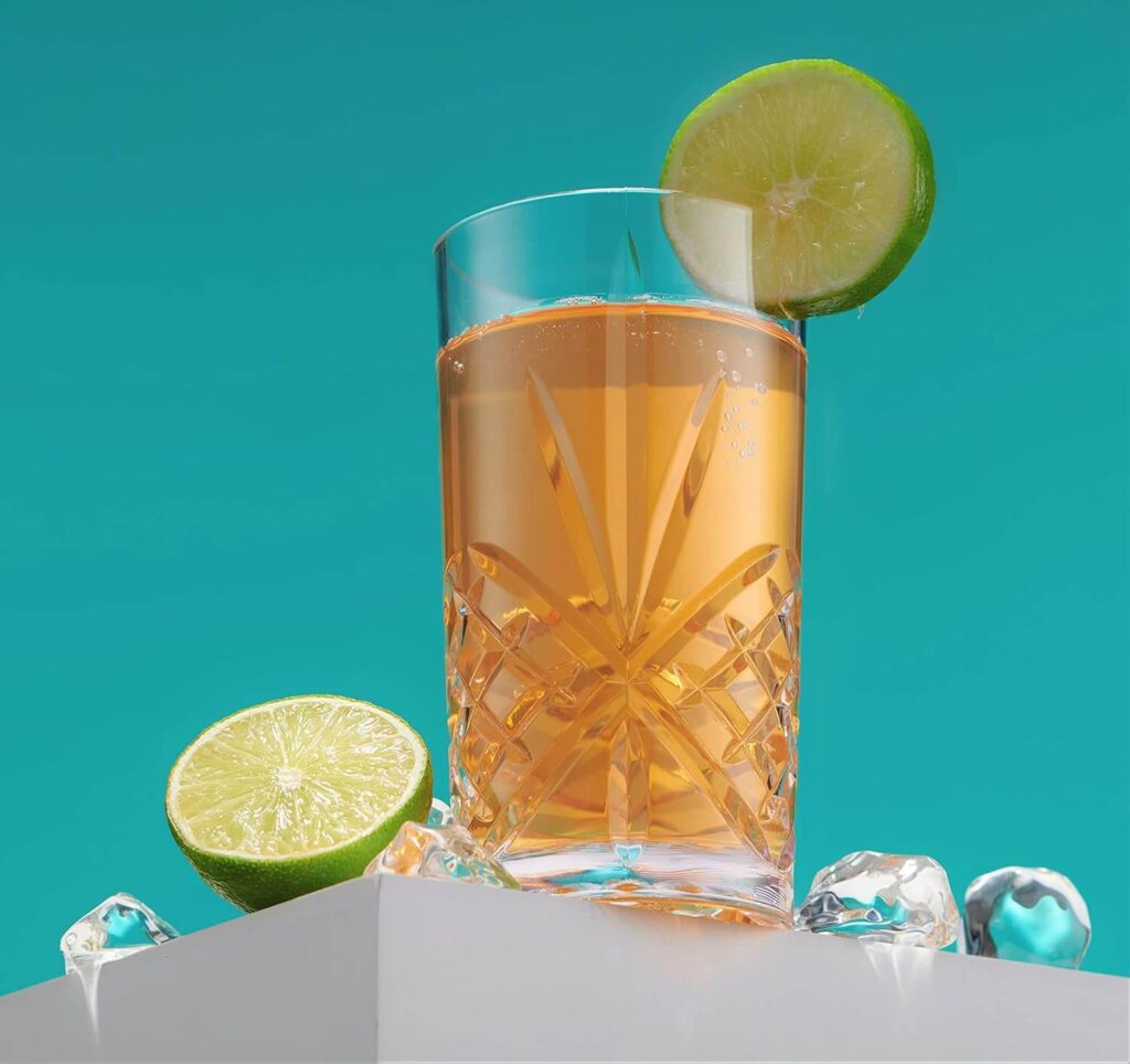 cocktail table decor highball glasses