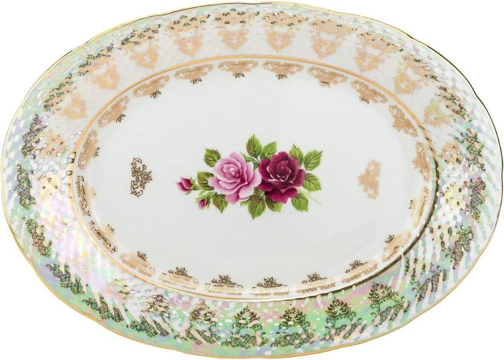 vintage table setting oval platter