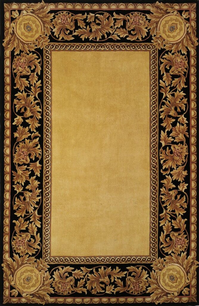 baroque living room gold and black rug