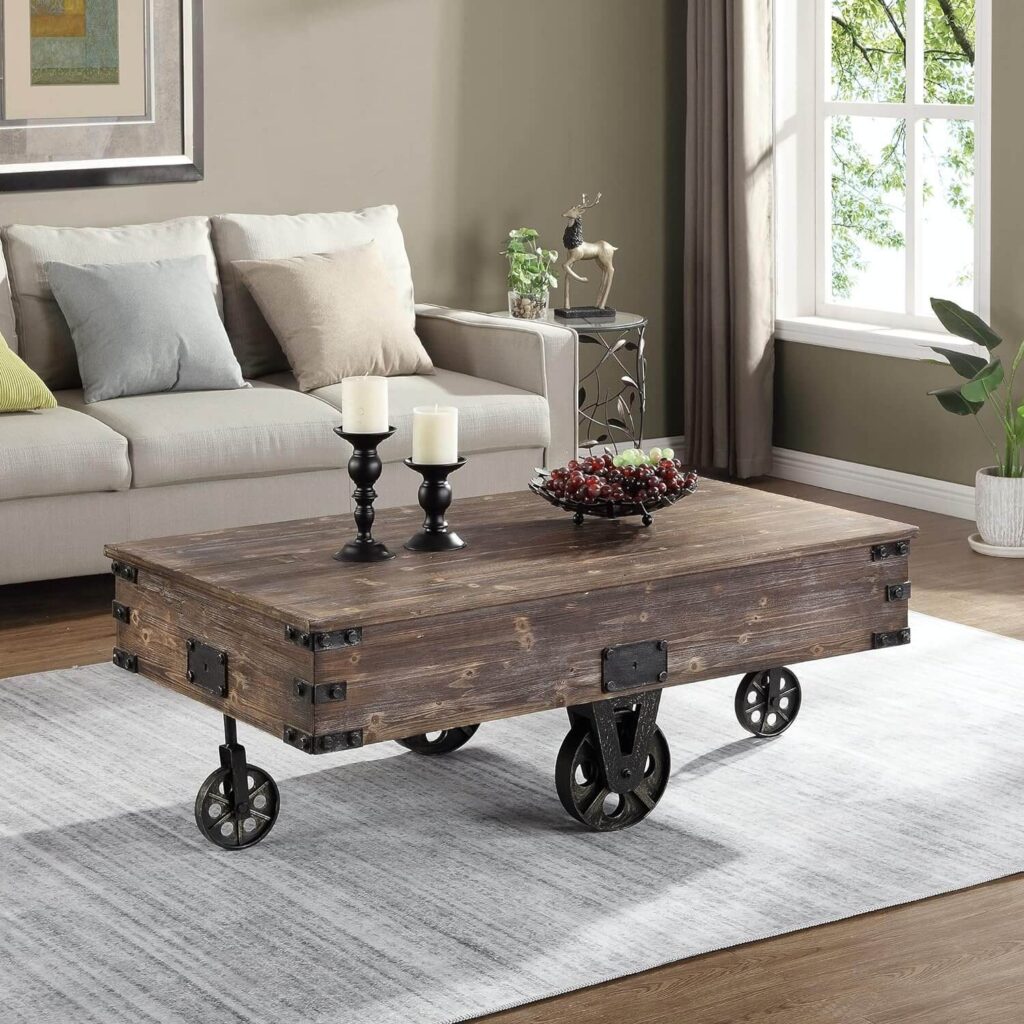 vintage living room coffee table cart