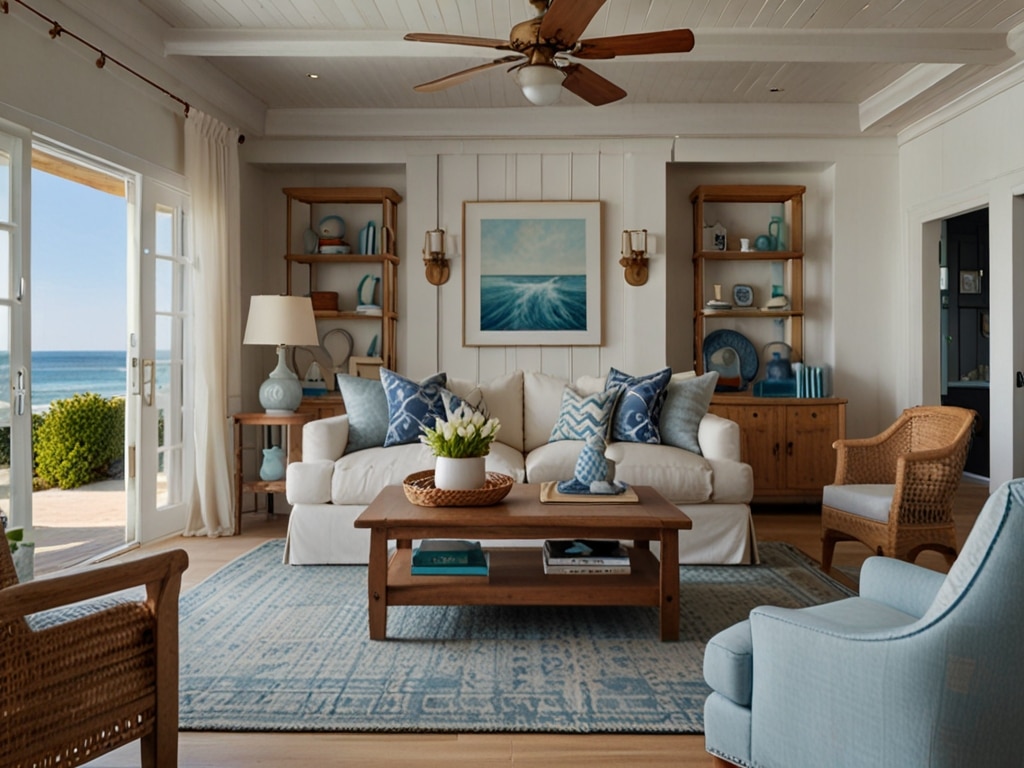 Coastal style living room decor - create the perfect coastal vibe